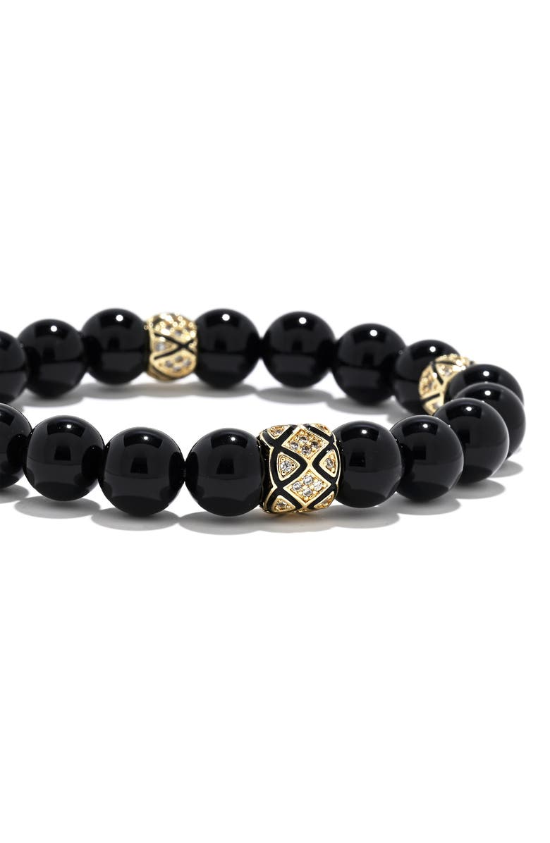 EYE CANDY LOS ANGELES Ben Pavé Beaded Stretch Bracelet, Alternate, color, Black