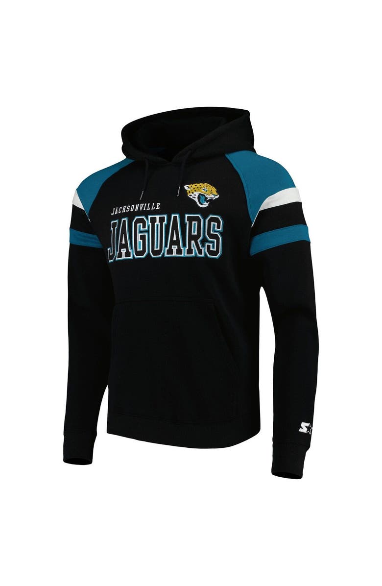 STARTER Men's Starter Black Jacksonville Jaguars Draft Fleece Raglan Pullover Hoodie, Alternate, color, 
