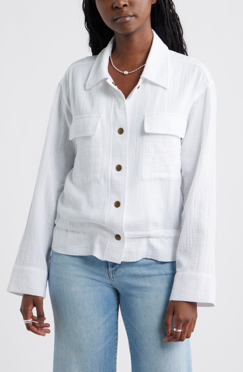 Caslon<sup>®</sup> Cotton Gauze Utility Jacket, Alternate, color, White