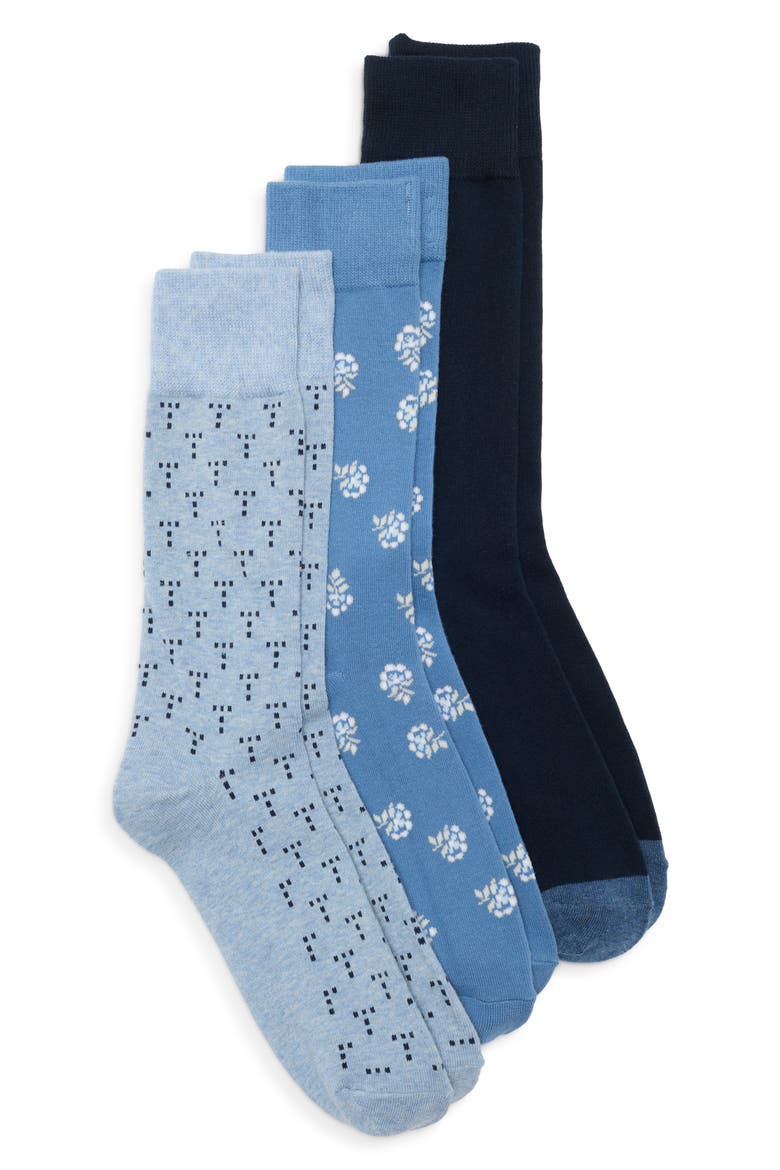Assorted 3-Pack Crew Socks, Main, color, BLUE