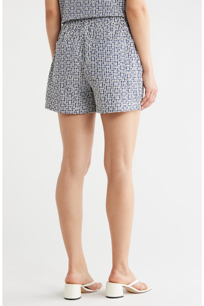 Socialize Gingham Embroidered Eyelet Cotton Shorts, Alternate, color, NAVY BLUE CHECK EYELET