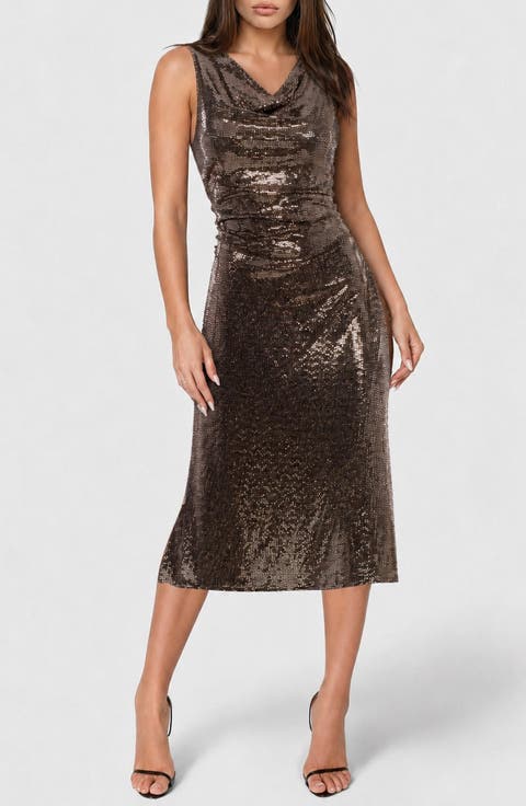 Disco Dot Shirred Maxi Dress