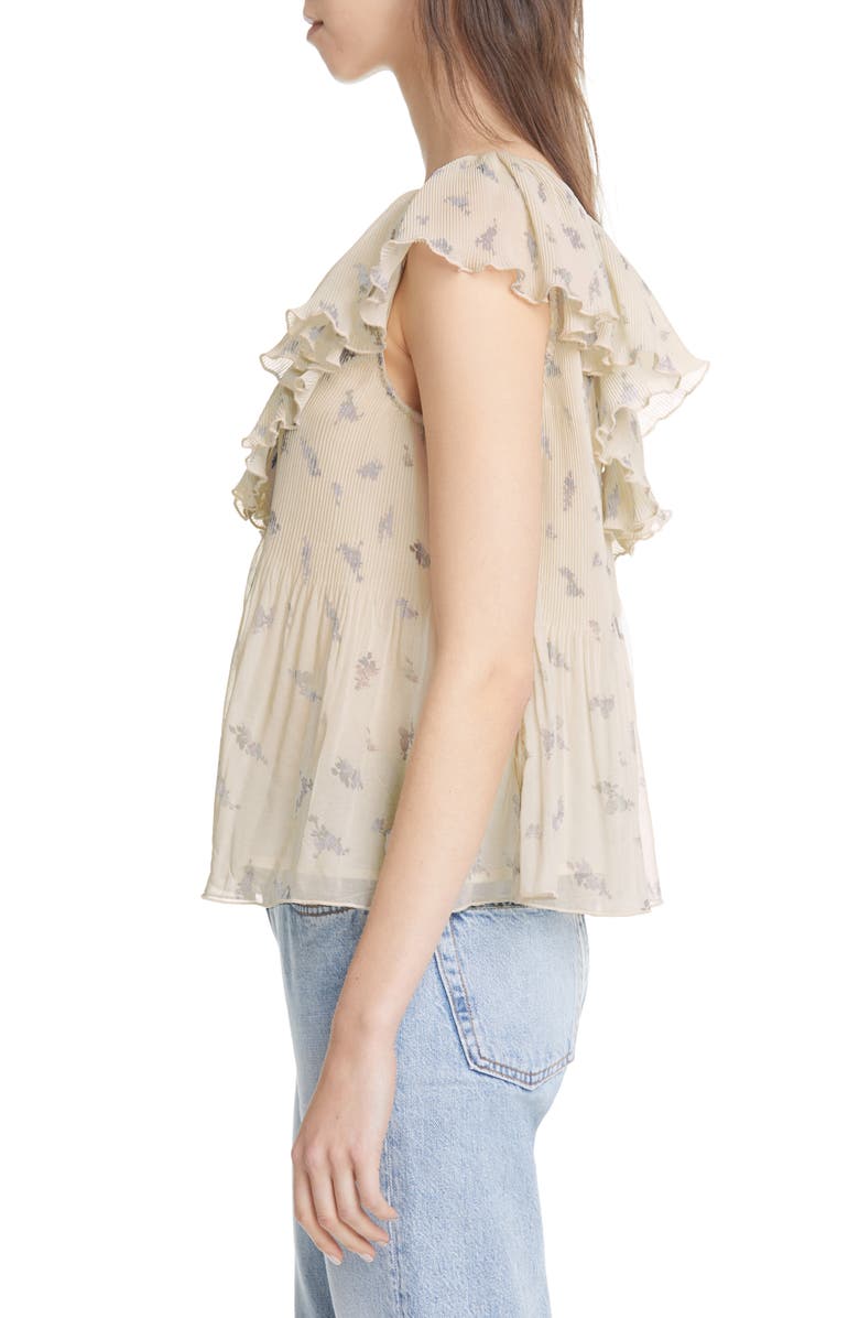 Ganni Floral Pleated Georgette Blouse, Alternate, color,