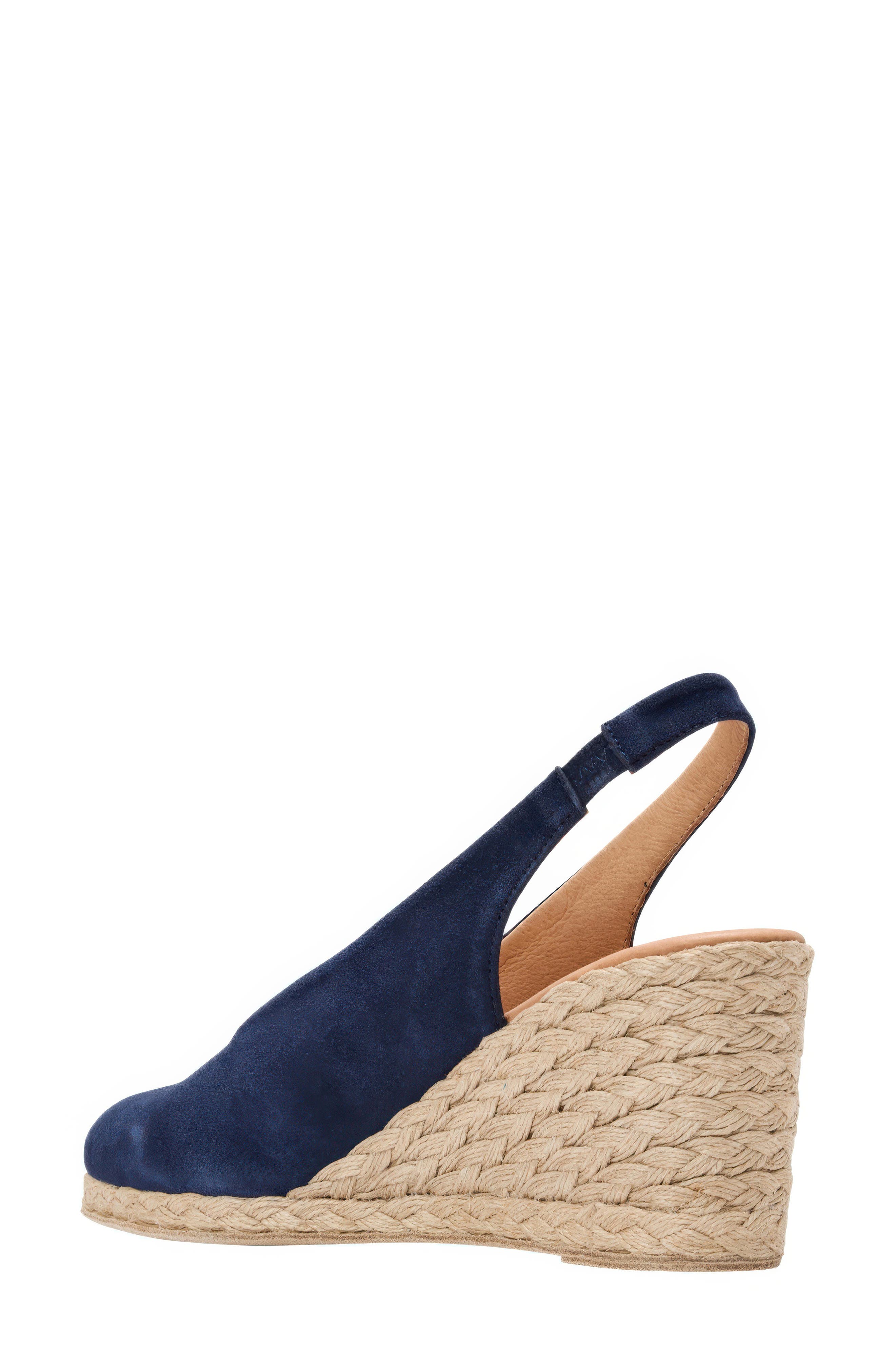 André Assous Pamala Slingback Wedge Pump, Alternate, color, Navy Suede