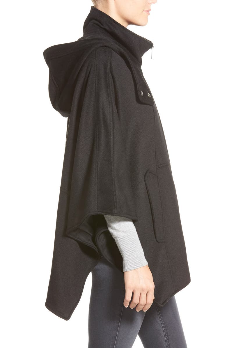 DKNY 'Blythe' Hooded Wool Blend Cape, Alternate, color,