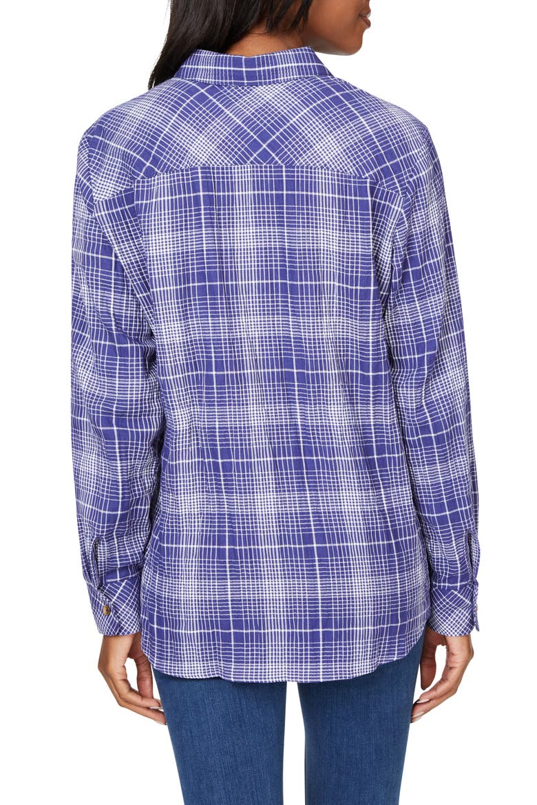 Rhea Plaid Easy Care Button-Up Shirt, Alternate, color, INDIGO