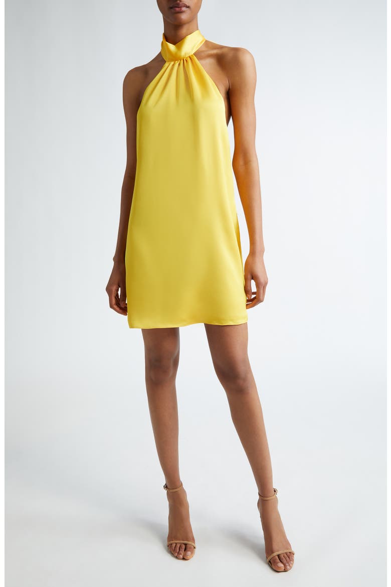 Sam Halter A-Line Satin Minidress, Main, color, BRIGHT LEMON
