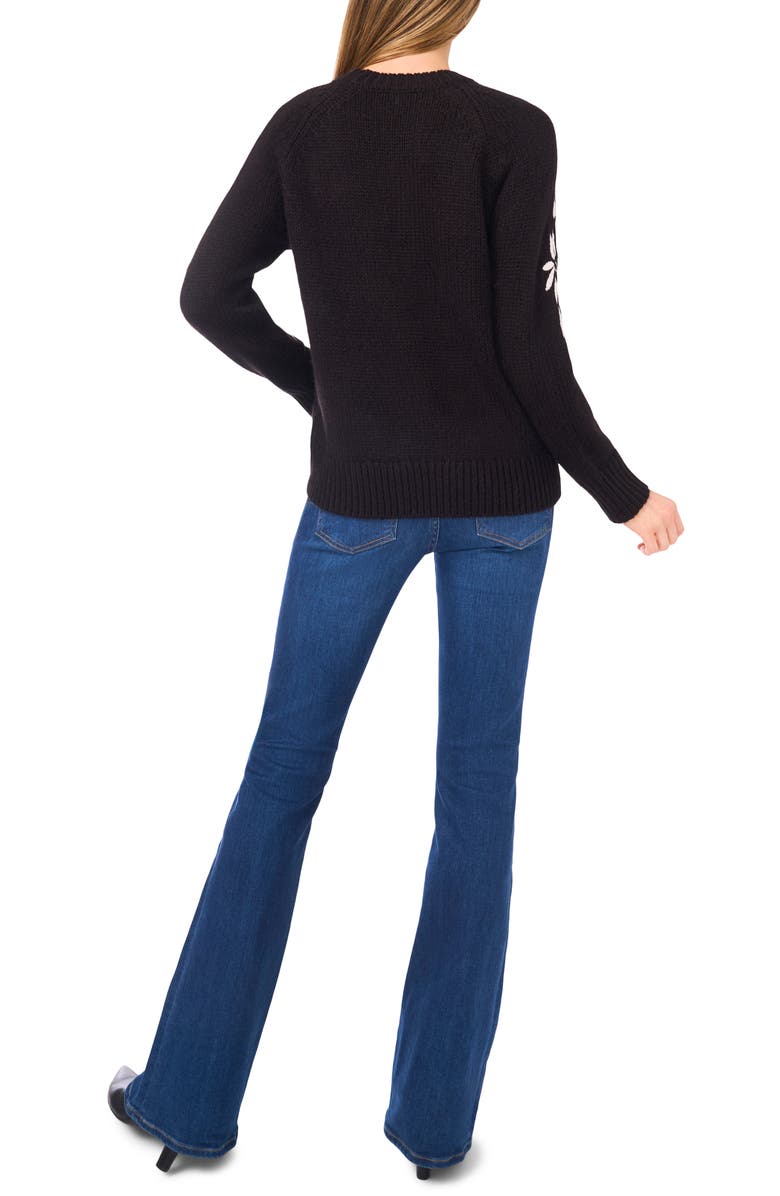 Halogen<sup>®</sup> Embroidered Floral Sweater, Alternate, color, Rich Black