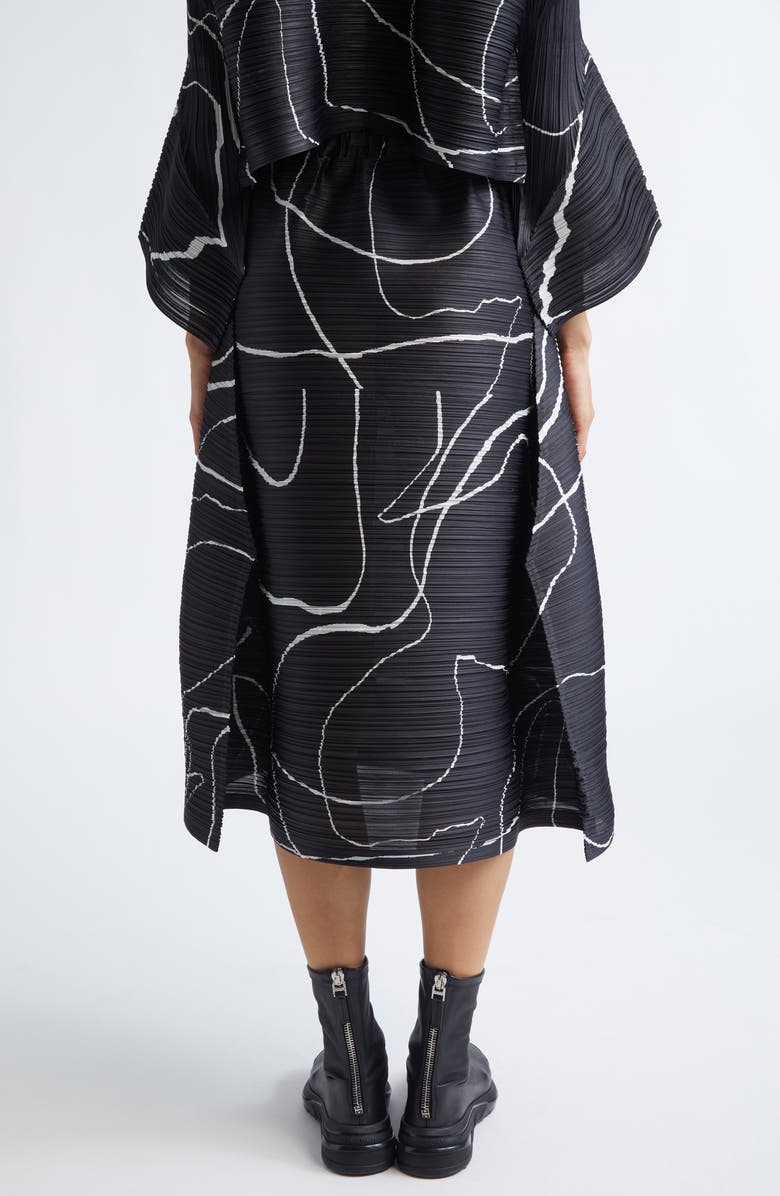 Pleats Please Issey Miyake Pause Print Pleated Midi Skirt, Alternate, color, Black