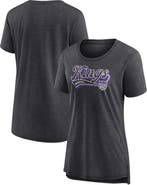 FANATICS Women's Fanatics Branded Heather Charcoal Sacramento Kings League Leader Tri-Blend T-Shirt