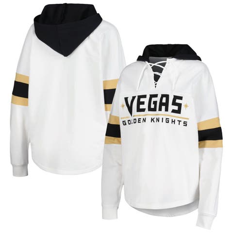 Women
s G-III 4Her by Carl Banks White/Black Vegas Golden Knights Goal Zone Long Sleeve Lace-Up Hoodie T-Shirt