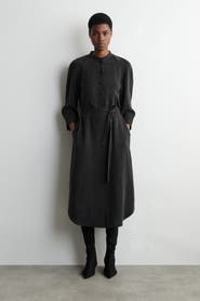 COS Belted Collarless Midi Shirt Dress