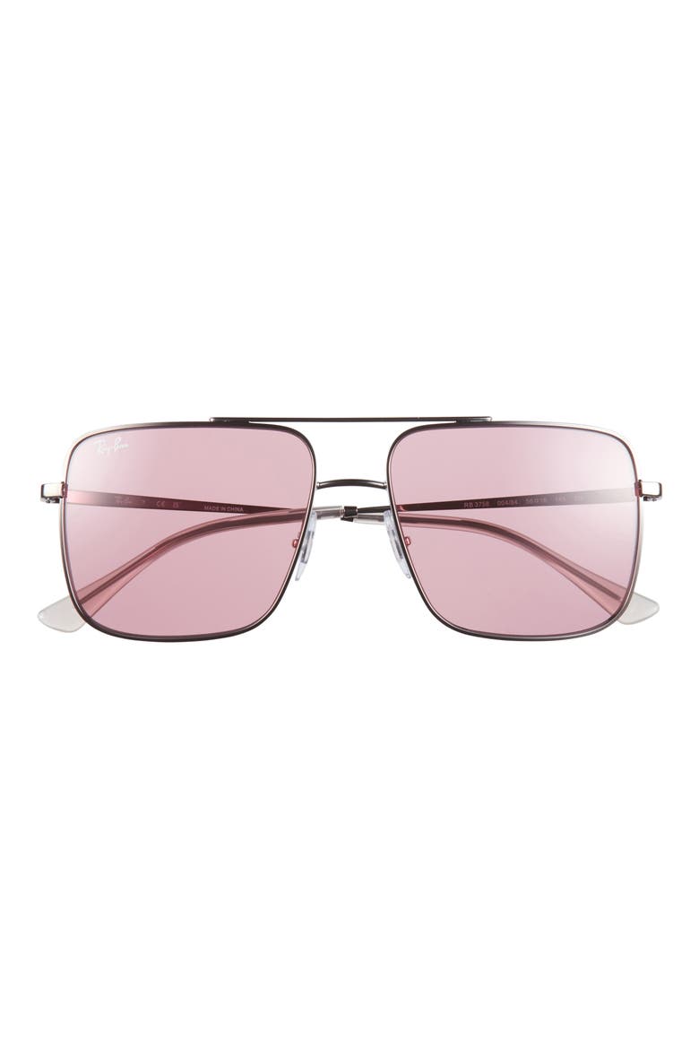 56mm Square Sunglasses, Main, color, GUNMETAL