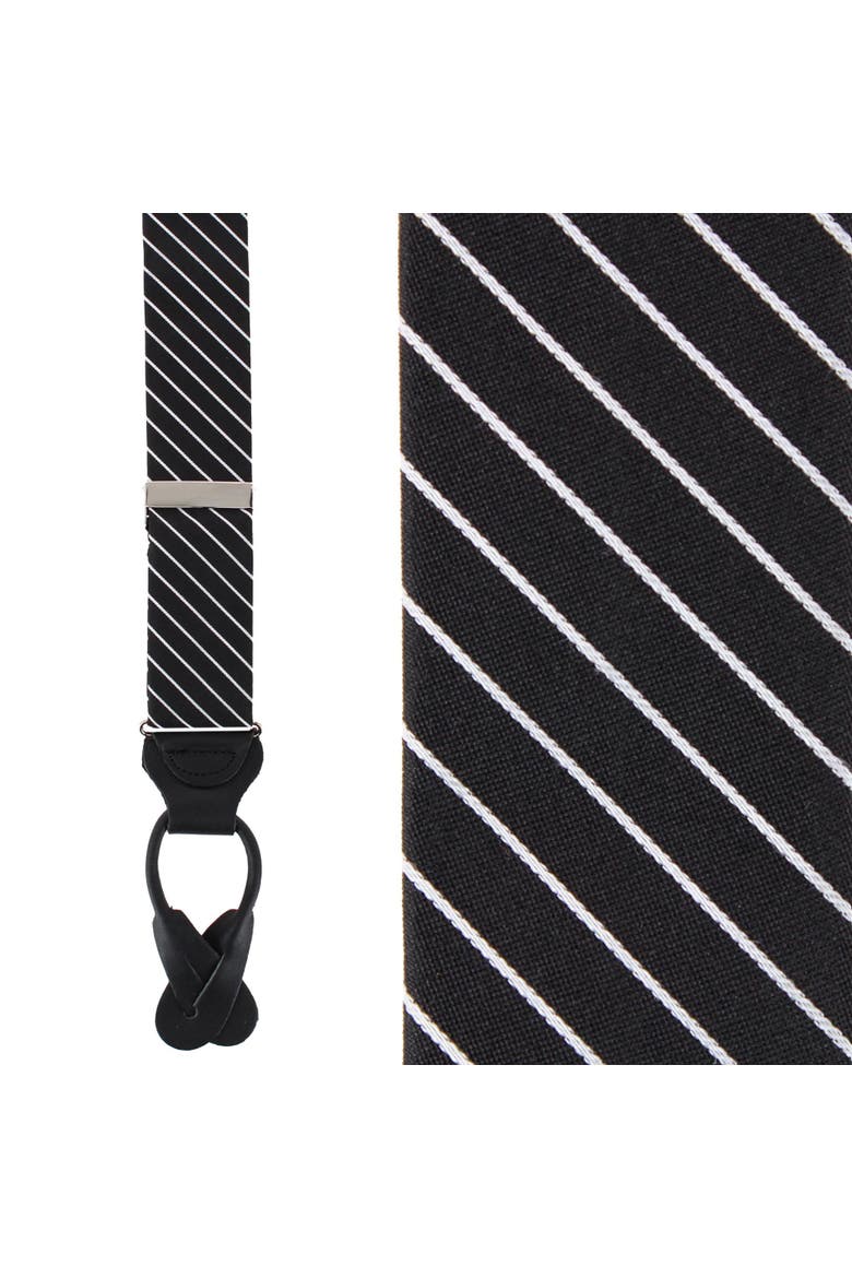 Declan Diagonal Stripe Silk Business Button End Suspenders, Main, color, Black with White Stripe