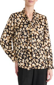 KASPER Tie Neck Satin Top