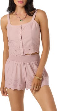 O'Neill Annalee Eyelet Crop Cotton Top