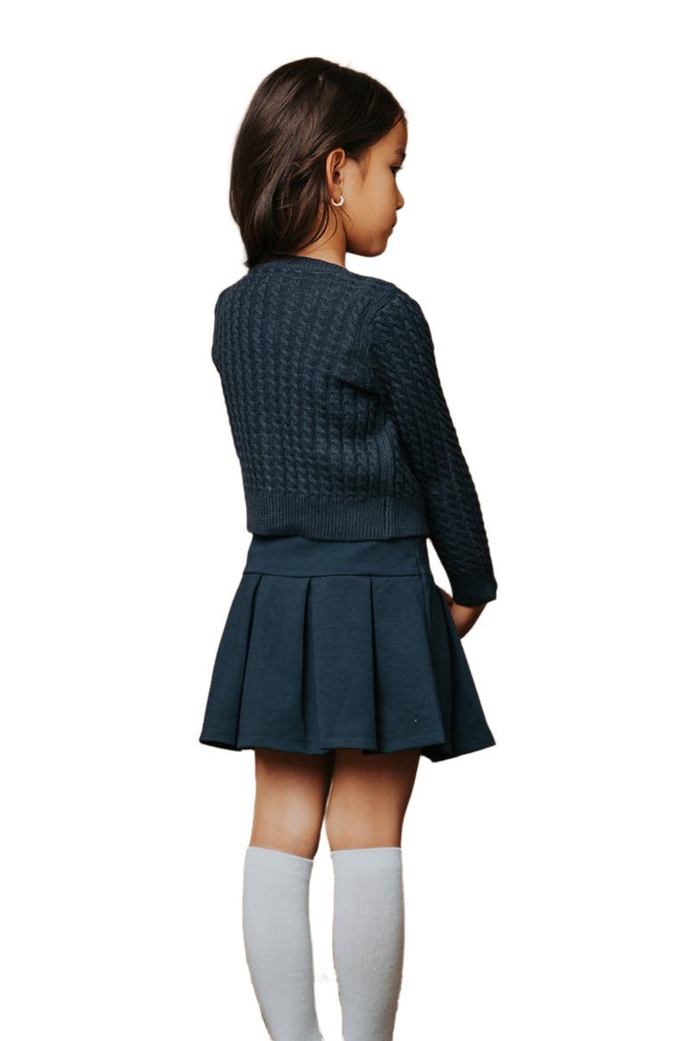 Kids' Organic Long Sleeve Classic Cable Cardigan Sweater, Alternate, color, Navy Cable