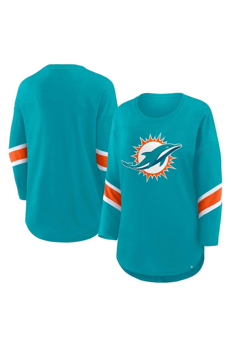Women's Fanatics  Aqua Miami Dolphins Redzone 3/4-Sleeve T-Shirt, Main, color, Aqua