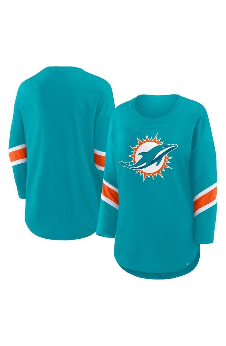 FANATICS Women's Fanatics  Aqua Miami Dolphins Redzone 3/4-Sleeve T-Shirt, Main, color, Aqua