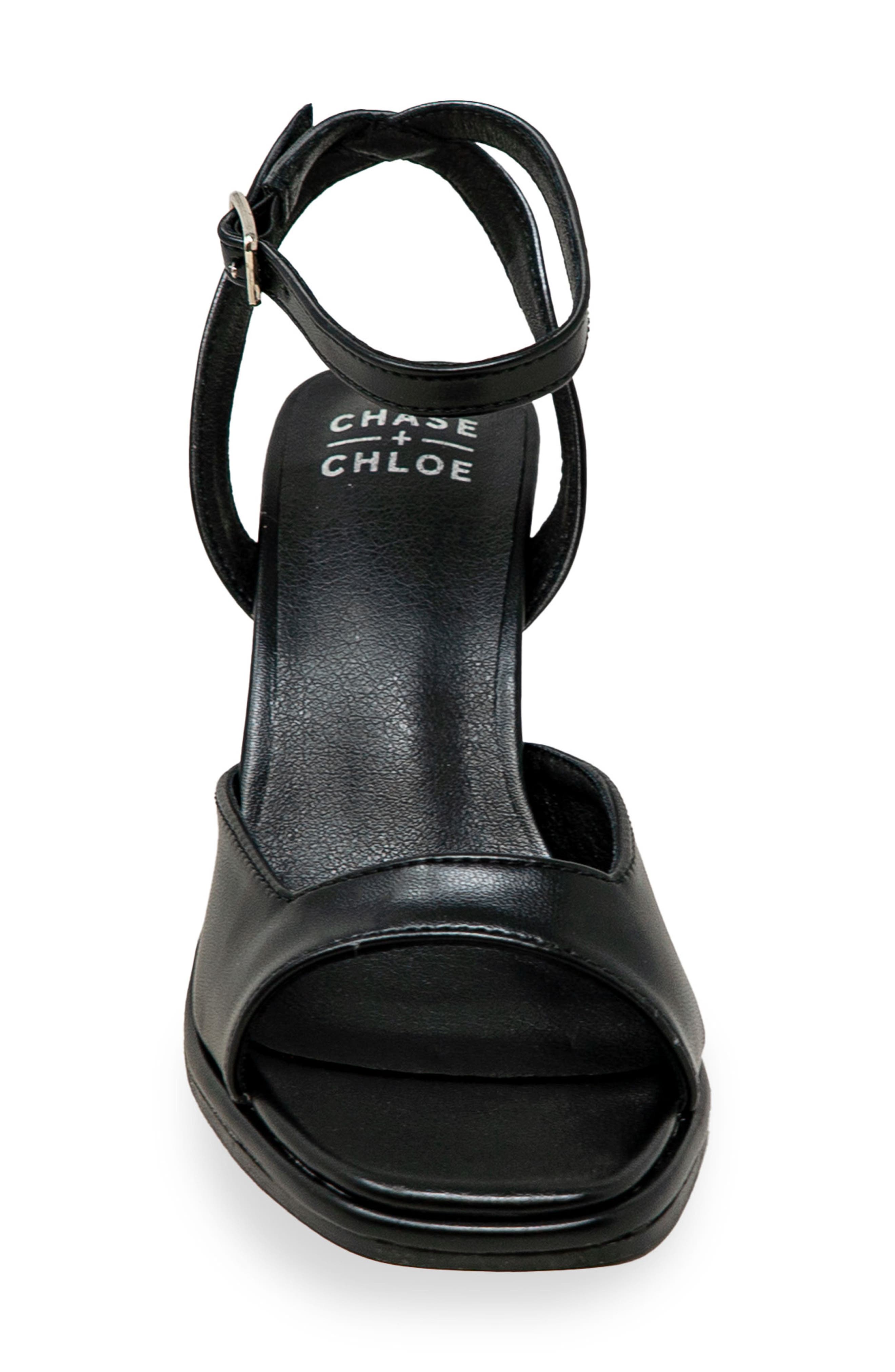 CHASE AND CHLOE Open Toe Ankle Strap Sandal, Alternate, color, Black