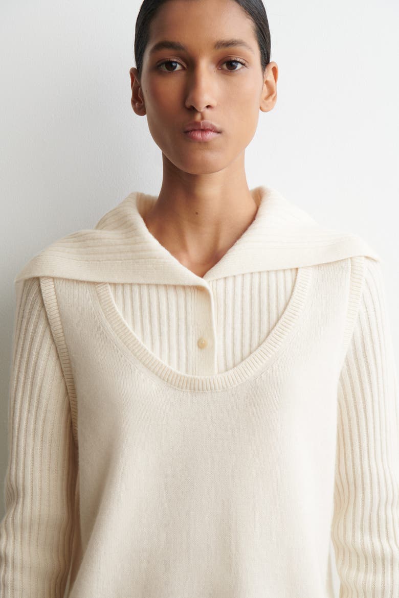 Layered Merino Wool Sweater, Alternate, color, IVORY