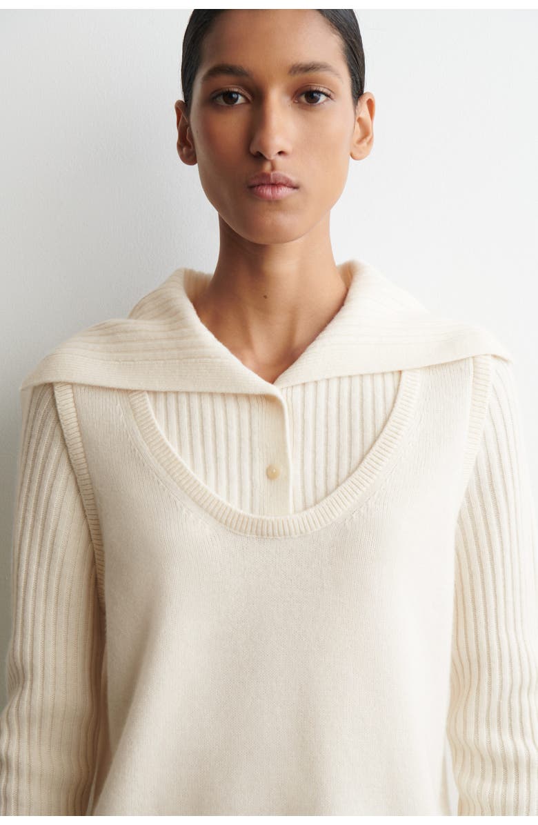 COS Layered Merino Wool Jumper, Alternate, color, Ivory