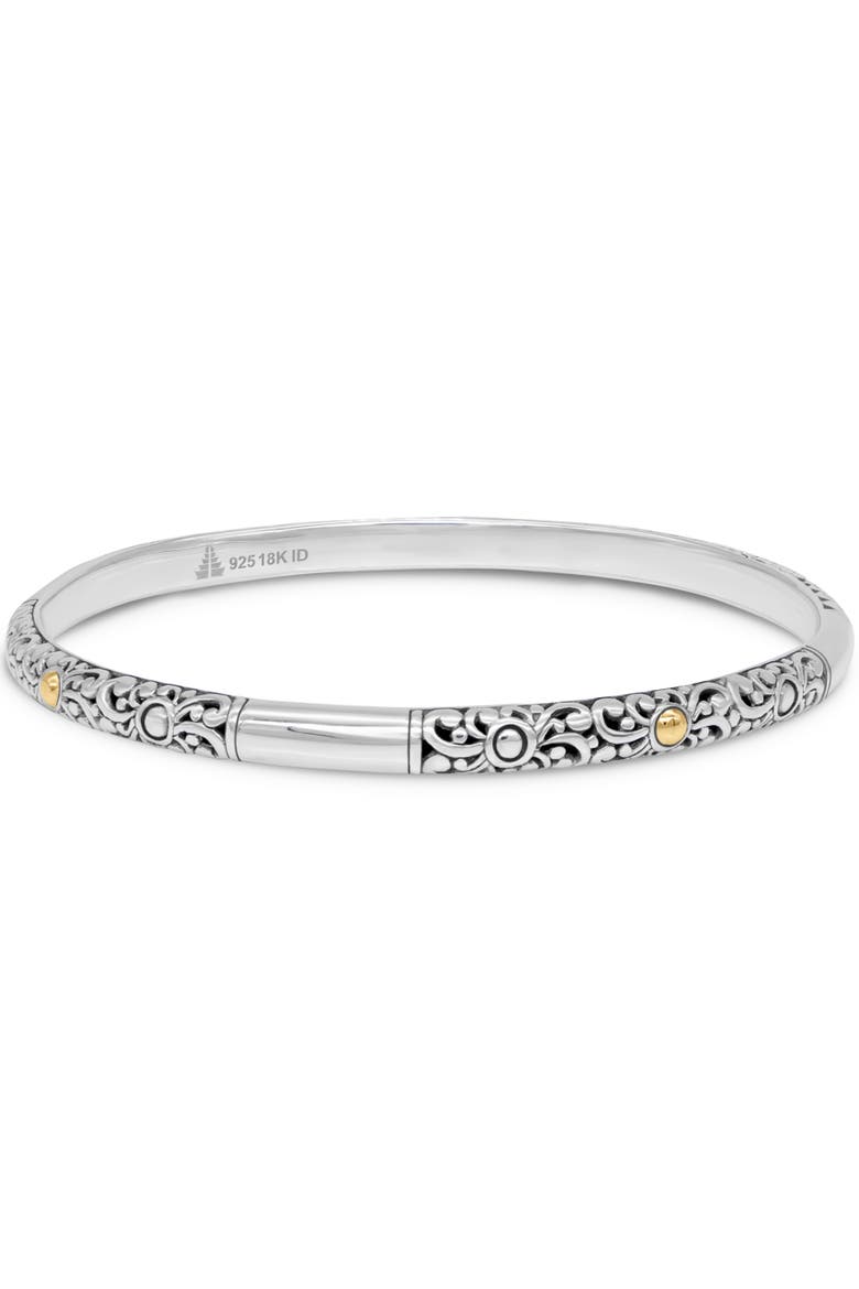 Bali Filigree Bangle Bracelet in Sterling Silver and 18K Gold, Main, color, Silver