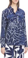 Lafayette 148 New York Zora Leaf Print Silk Shirt