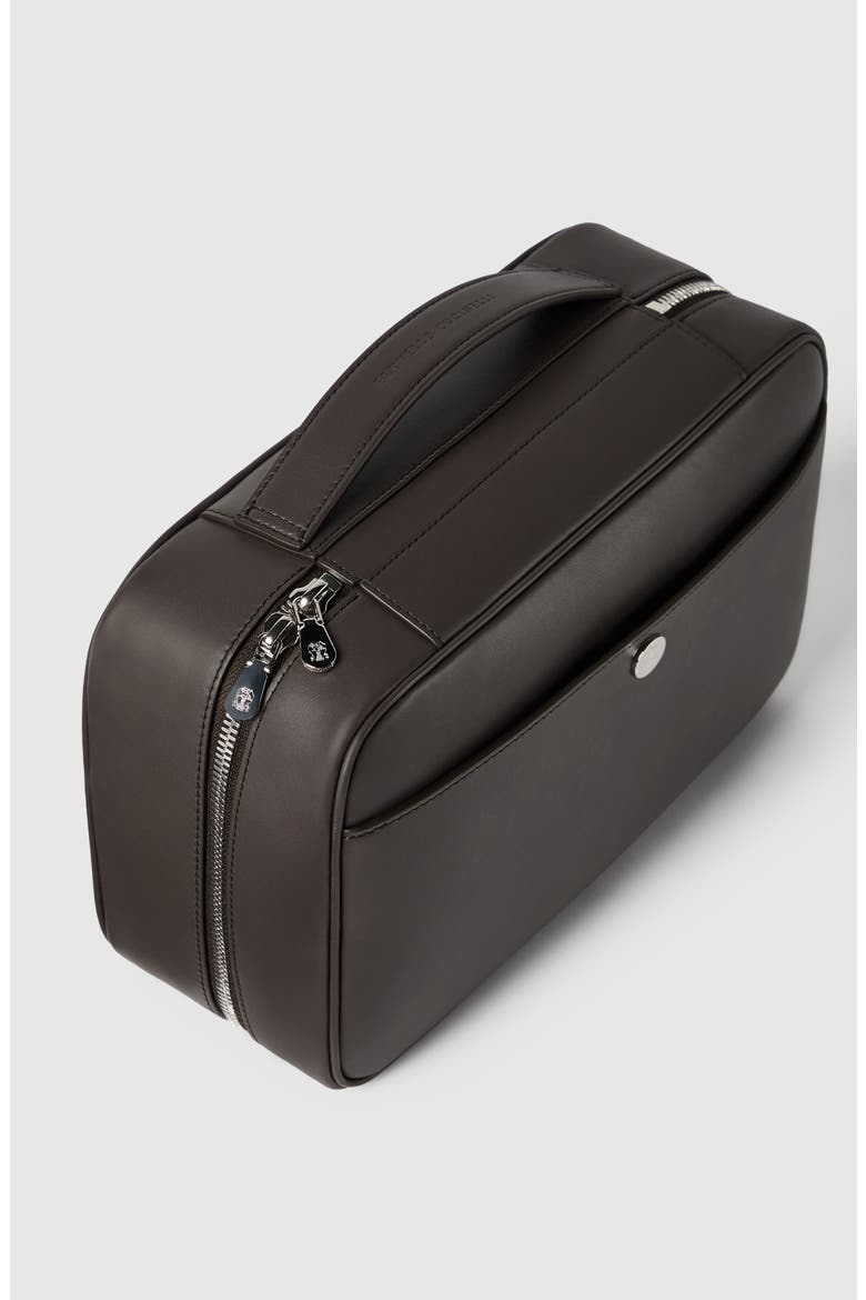 Calfskin beauty case, Alternate, color, Chocolate