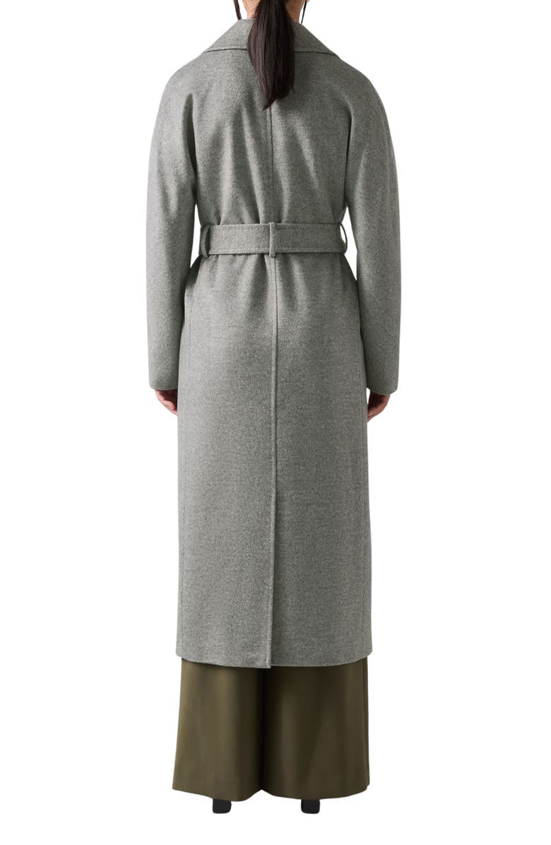 LK Bennett Francine Belted Longline Merino Wool Coat, Alternate, color, Grey