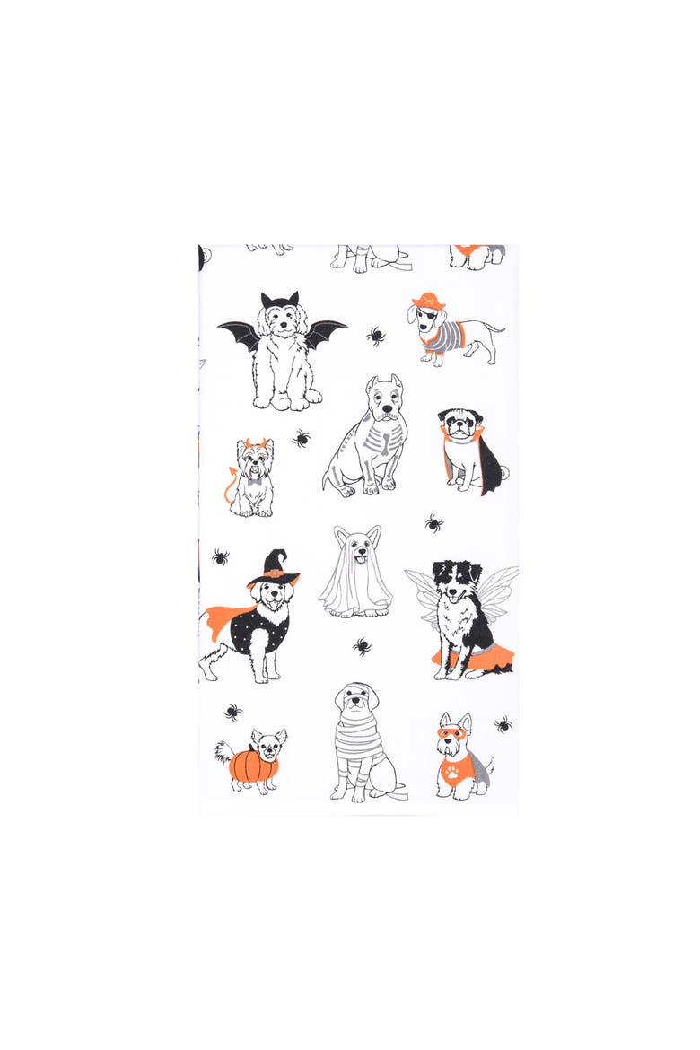 Dogs Halloween 100% Cotton Flour Sack Dishtowel, Main, color, White