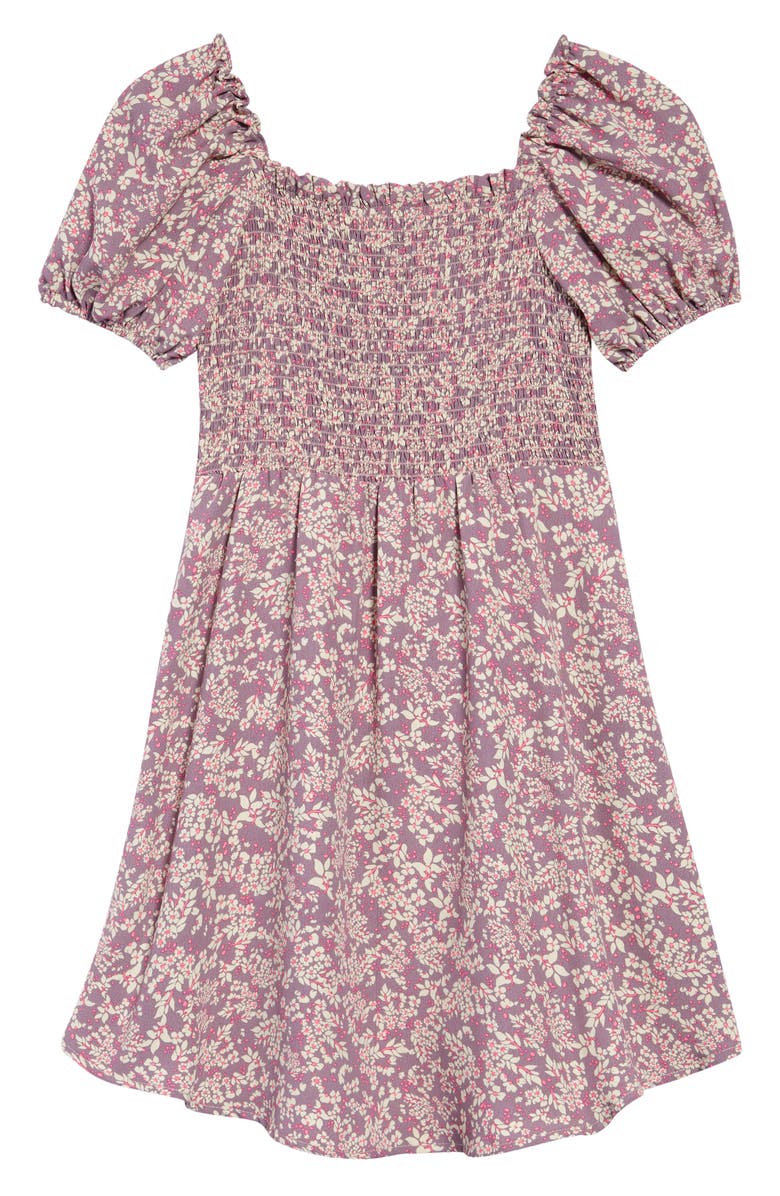 Walking on Sunshine Kids' Floral Print Smocked Dress, Alternate, color, 