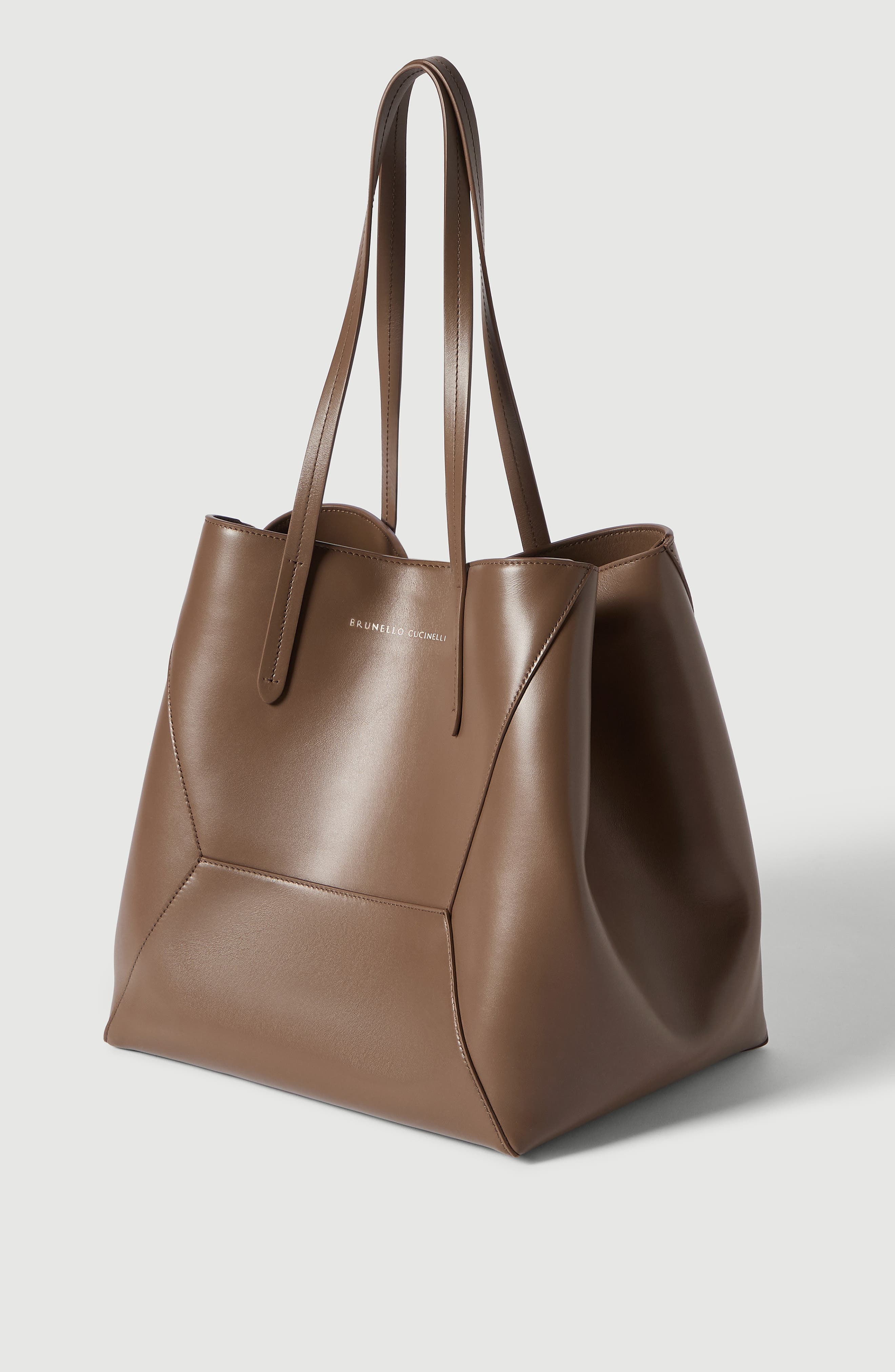 BC Duo bag in calfskin with monili, Alternate, color, Brown Gianduia