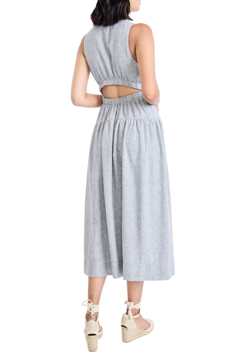 V-Neck Back Cutout Midi Dress, Alternate, color, PEWTER