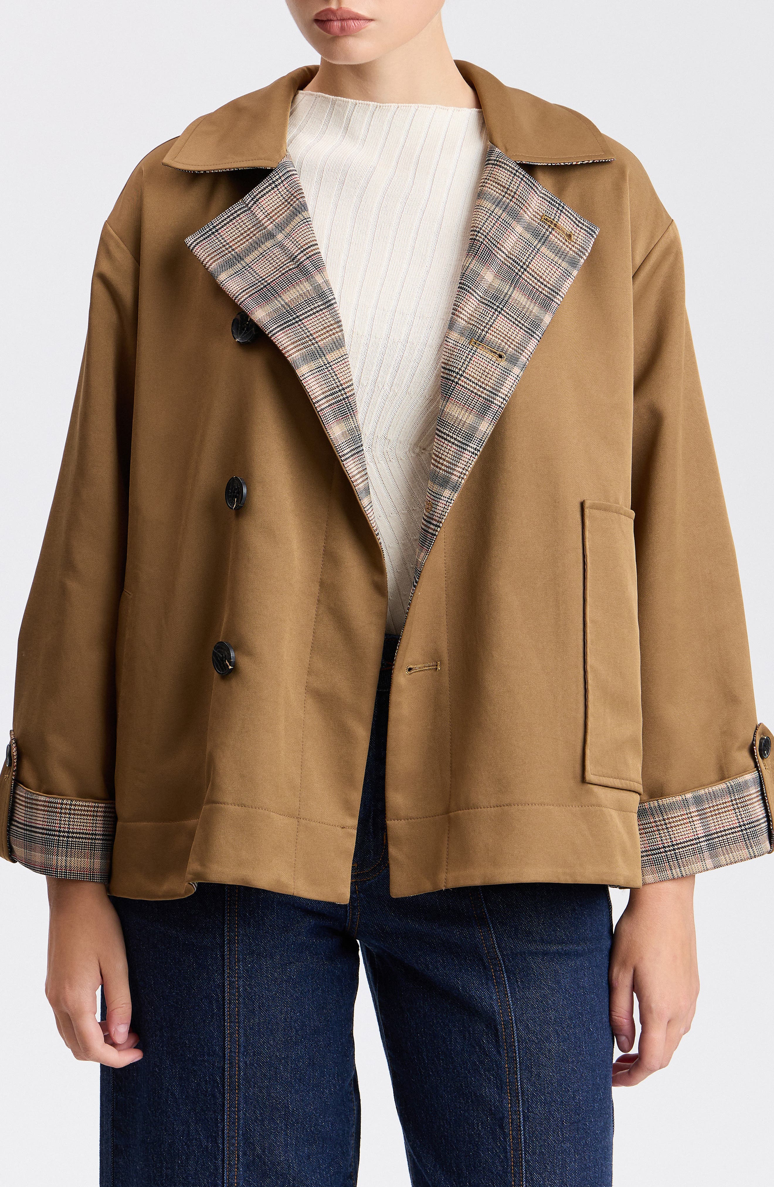 Reversible Water Resistant Barn Jacket with Scarf