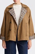 Avec Les Filles Reversible Water Resistant Barn Jacket with Scarf