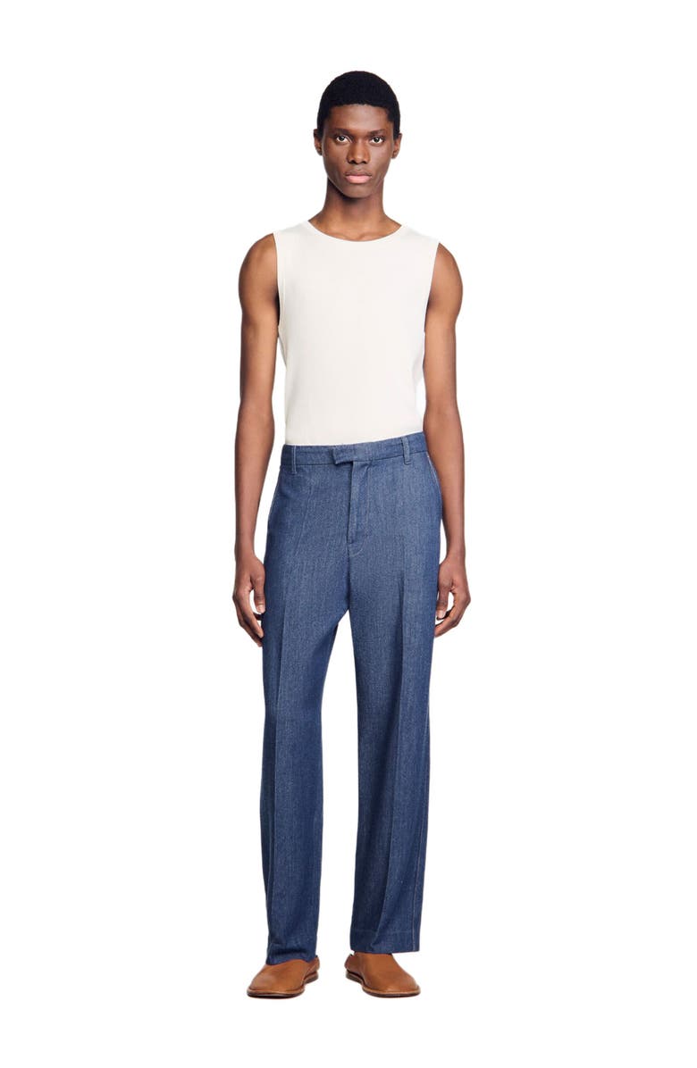 SANDRO Chambray trousers, Main, color, 