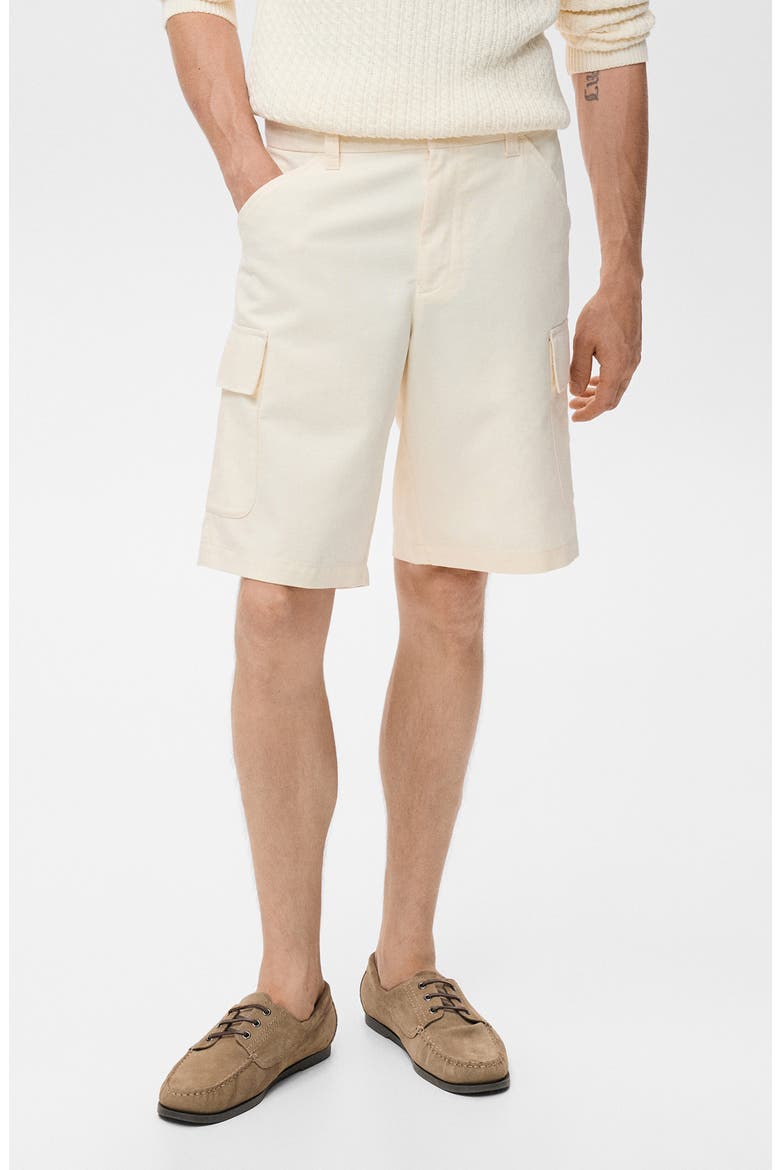Cotton Blend Bermuda Cargo Shorts, Main, color, ECRU