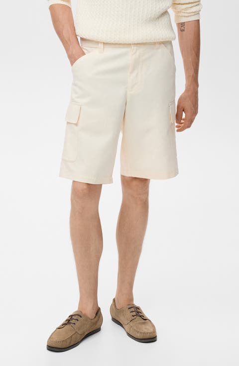 Cotton Blend Bermuda Cargo Shorts
