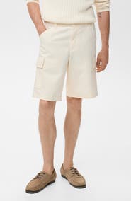 MANGO Cotton Blend Bermuda Cargo Shorts