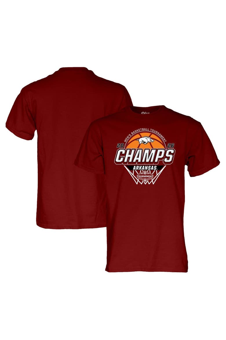 Unisex Blue 84  Cardinal Arkansas Razorbacks 2026 SEC Men's Basketball Tournament Champions Locker Room T-Shirt, Main, color, Cardinal