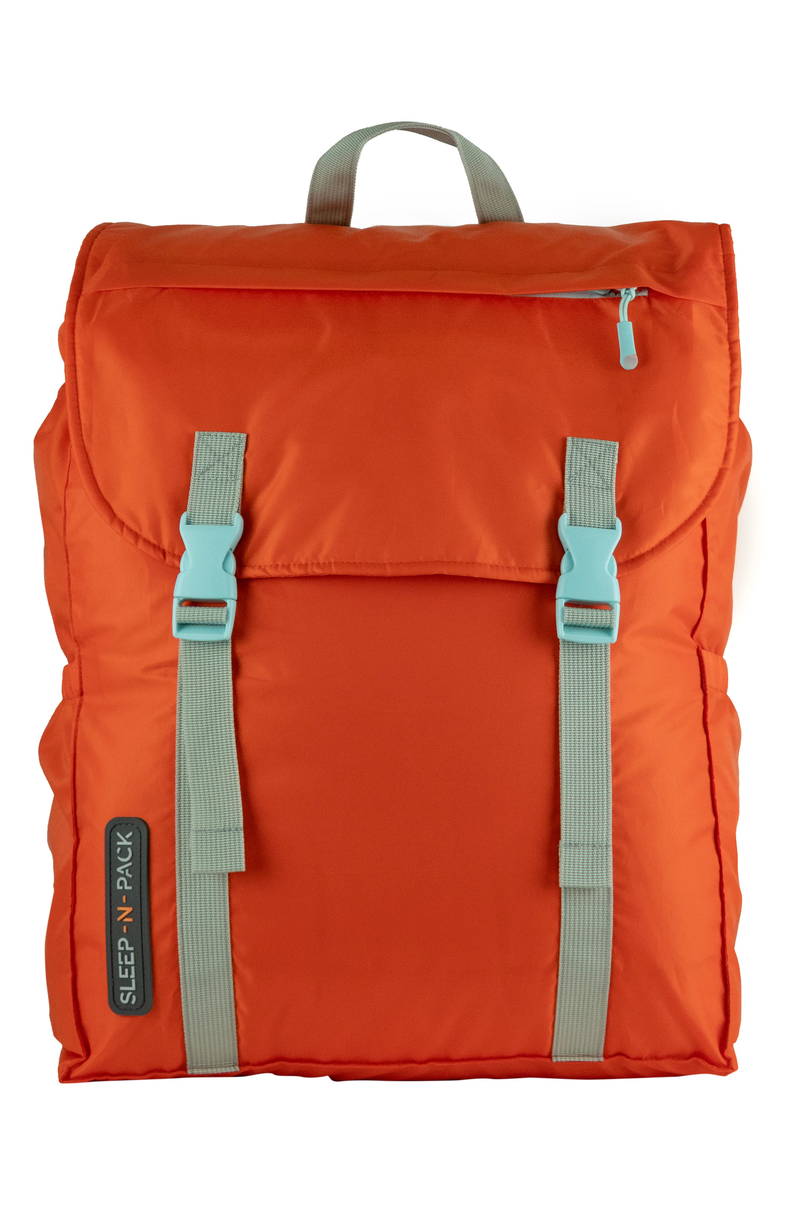 Kids' Sleep-n-Pack Faux Shearling Lined Sleeping Bag Backpack, Main, color, ORANGE OASIS