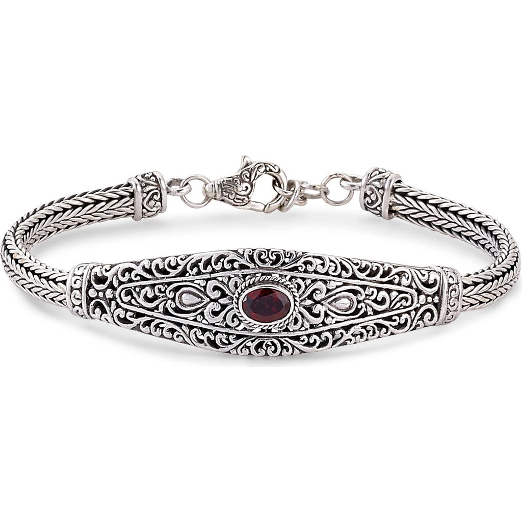 Samuel B. Silver 0.95 Ct. Tw. Garnet Bracelet In Silver