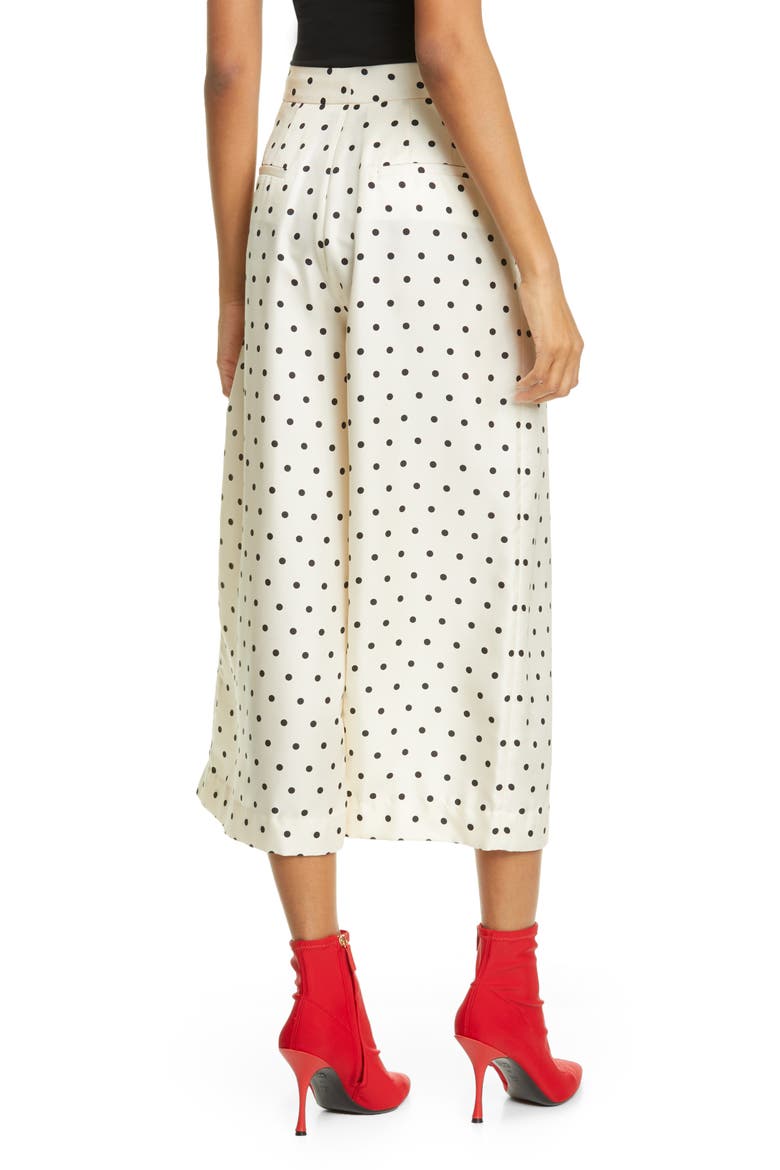 Pleated Polka Dot Silk Culottes, Alternate, color, POLKA DOT IVORY/BLACK