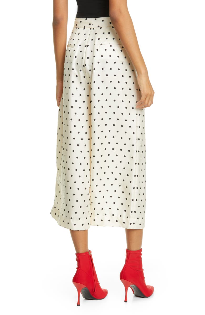 Adam Lippes Pleated Polka Dot Silk Culottes, Alternate, color,
