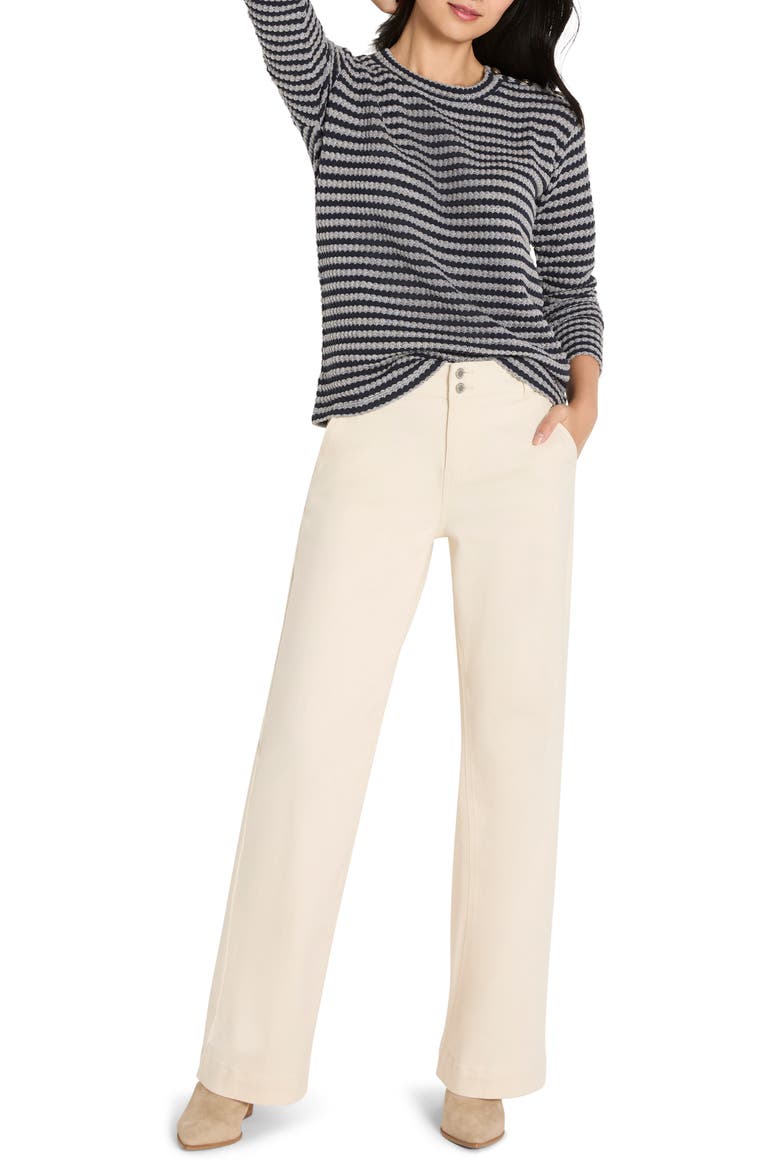 Texture Stripe Button Shoulder Top, Alternate, color, INDIGO MULTI