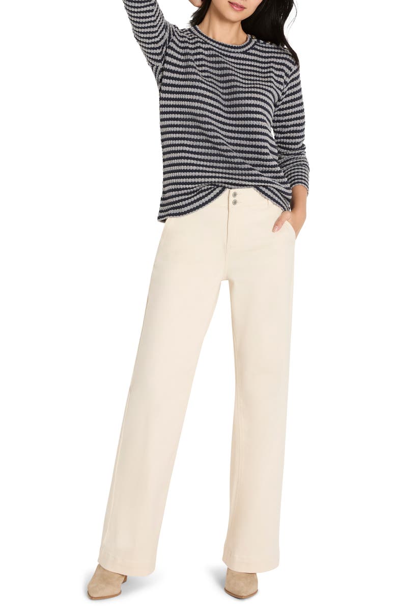 NIC+ZOE Texture Stripe Button Shoulder Top, Alternate, color, Indigo Multi