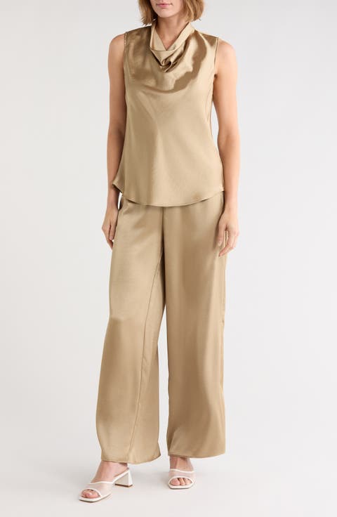 Satin Cowl Neck Top & Pants Set