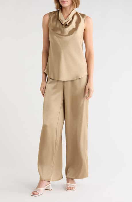 Satin Cowl Neck Top & Pants Set