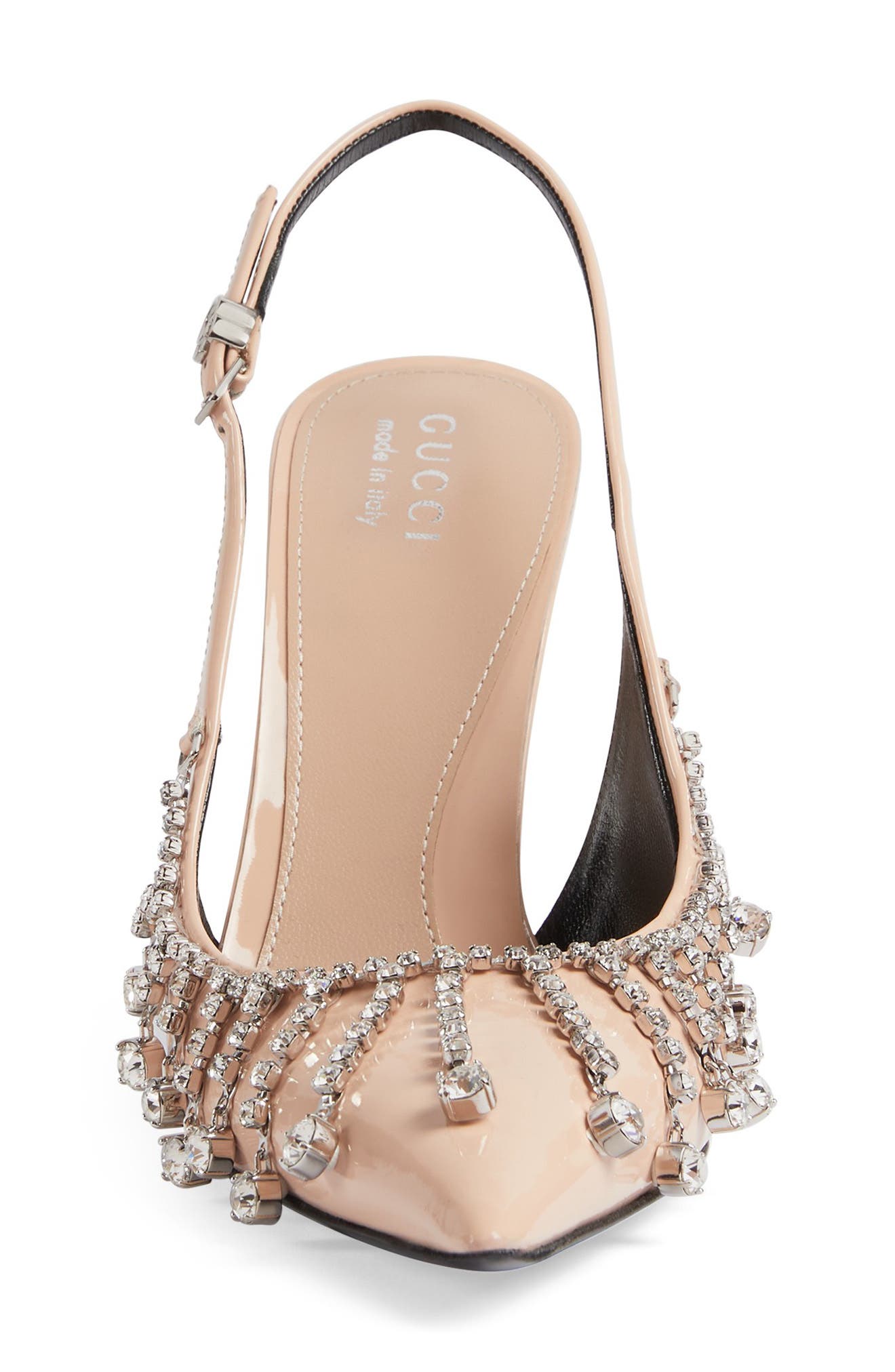 Guinevere Crystal Chain Pointe Toe Slingback Pump, Alternate, color, ROSE DUST